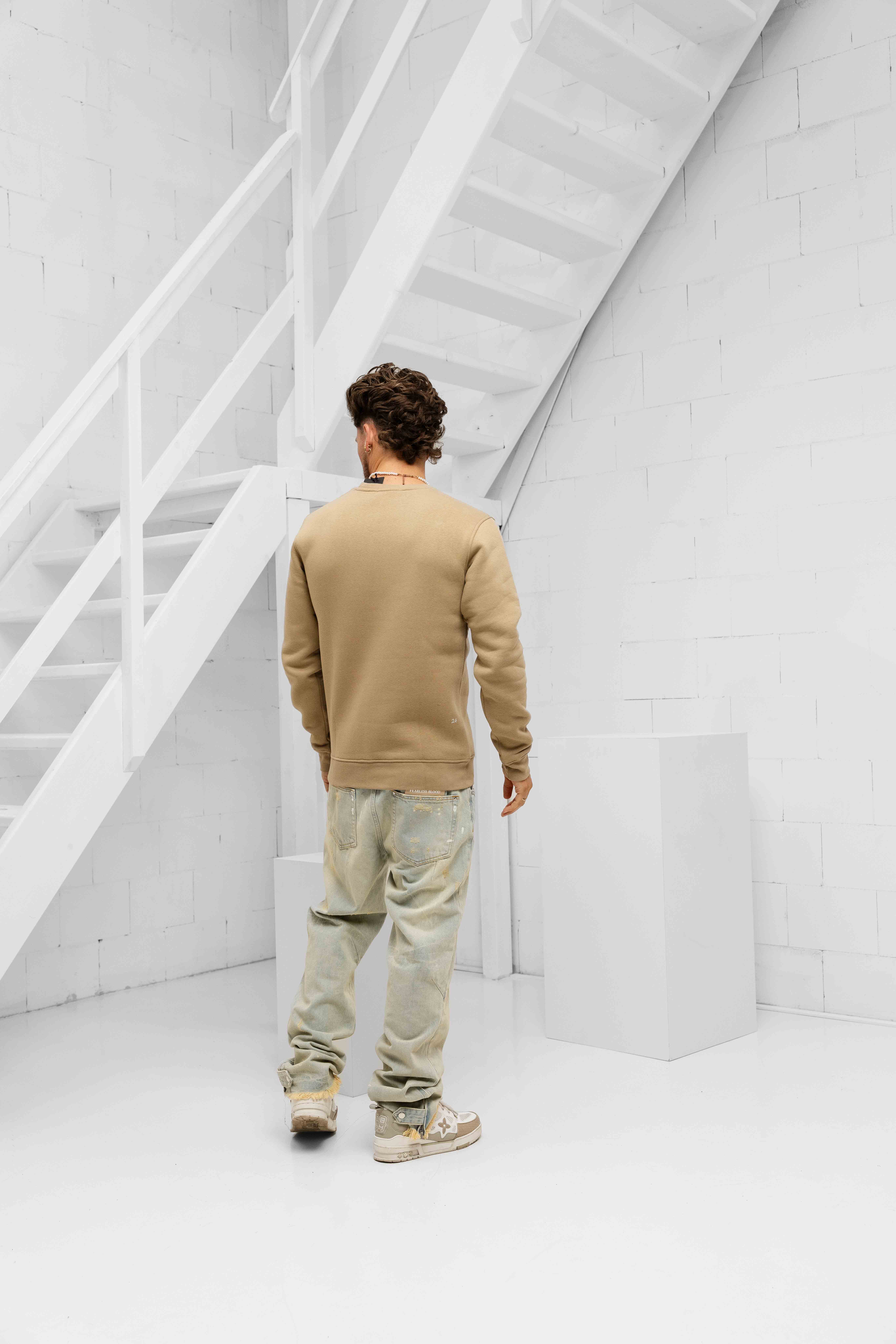 24 Uomo Logo Basic Sweater Heren Army