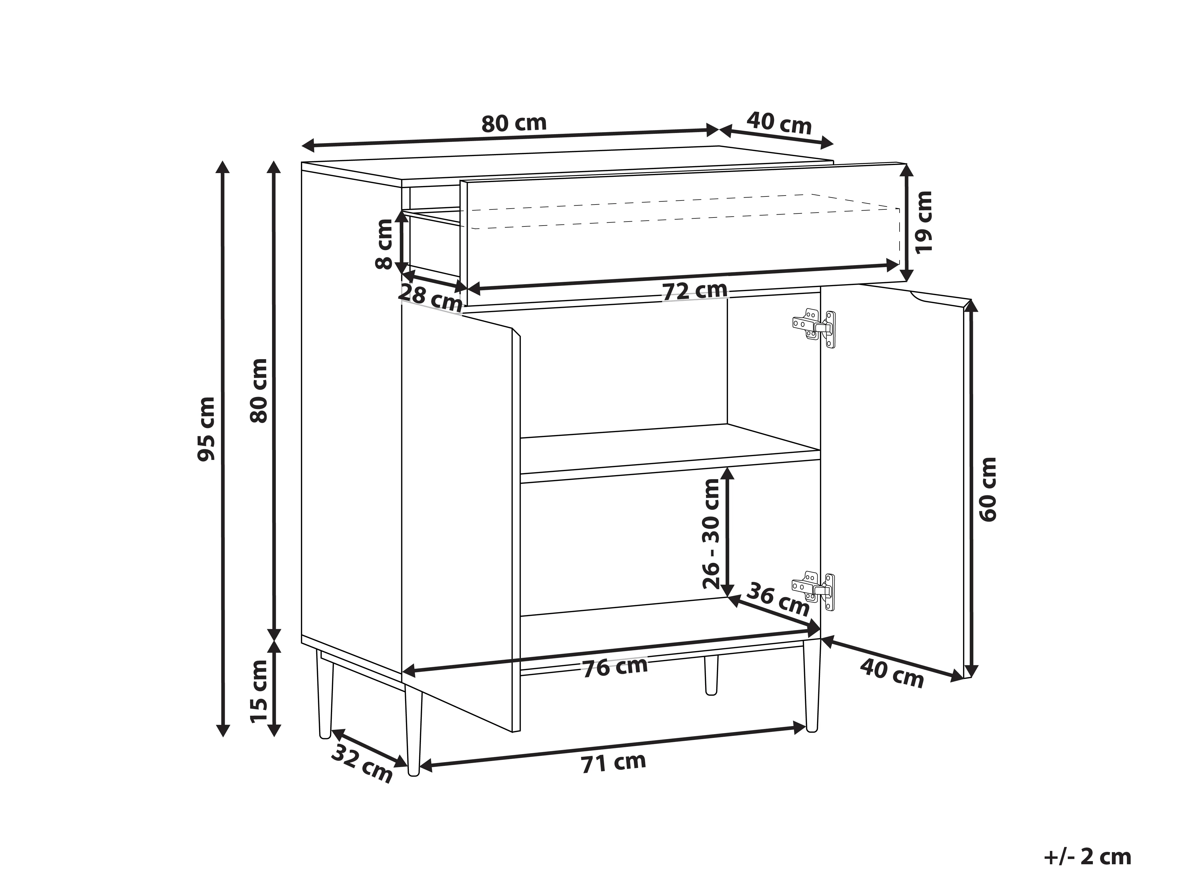 Dressoir met 2 deuren BLYTHE Natuurlijk essenhout Zwart