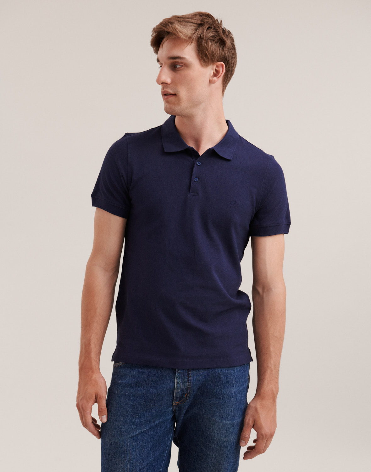 Poloshirt van katoen voor heren in Marineblauw