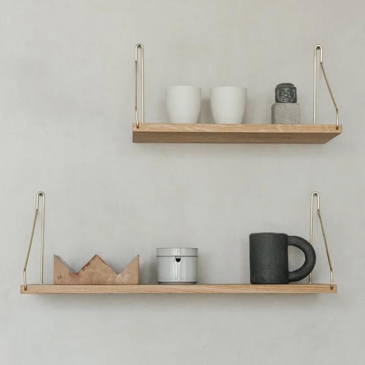 Frama - Shelf Regal 60 x 20 cm, Eiche / Messing