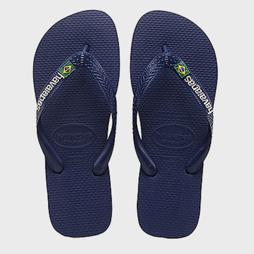 Tongs Brasil Logo Bleu Marine