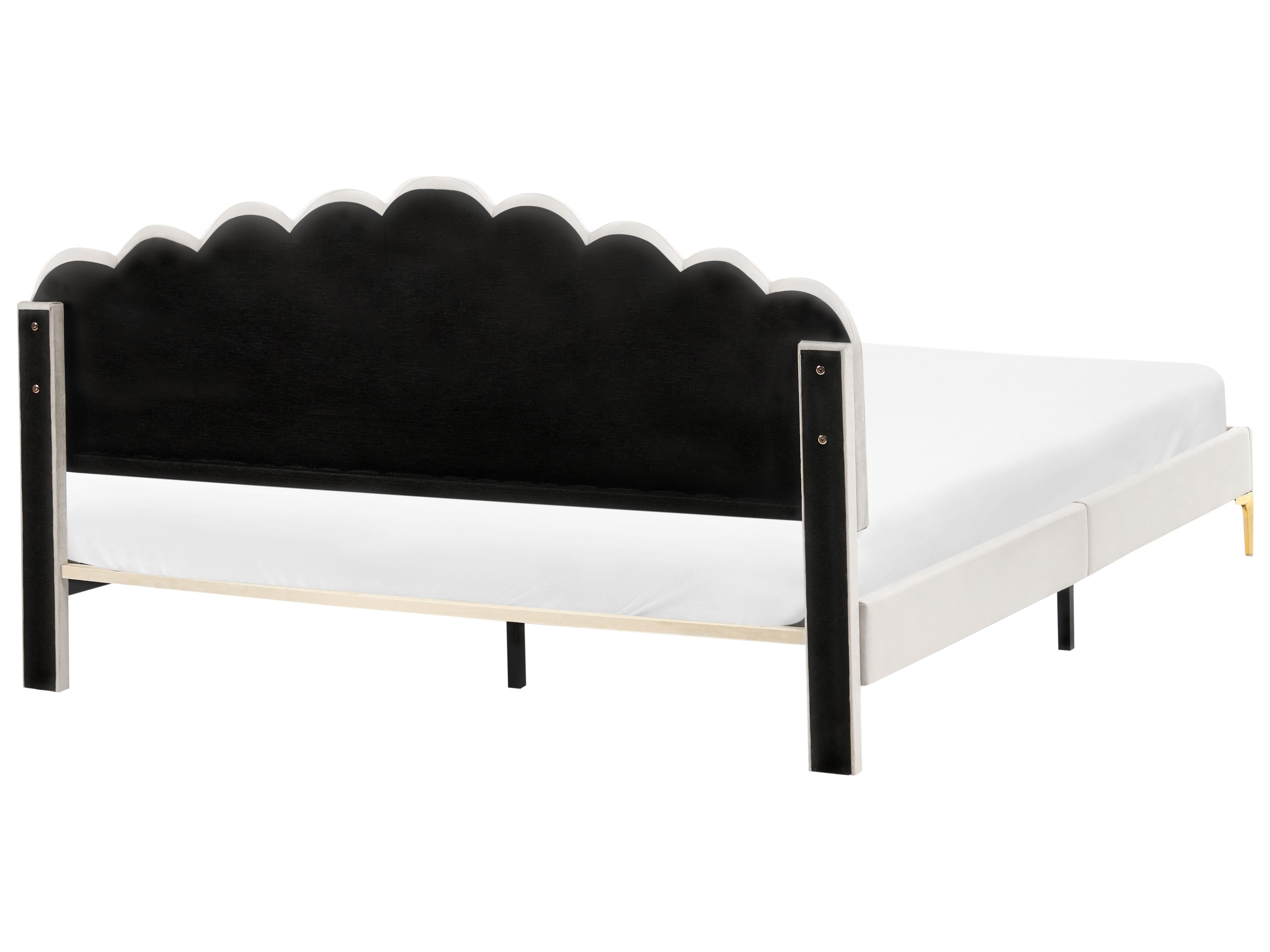 Bed Fluweel SAUVIAN 180 x 200 cm Gebroken wit