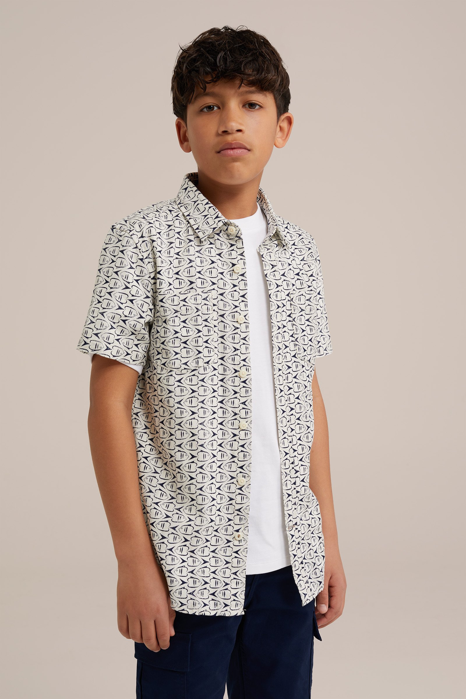 Jongens overhemd met dessin WE Fashion Wit