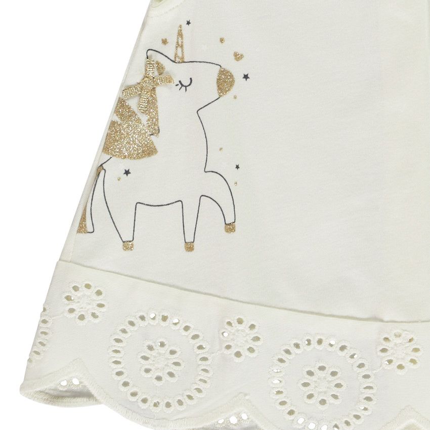 Ensemble 2 pièces licorne avec détails pailletés pour bébé fille - Ecru