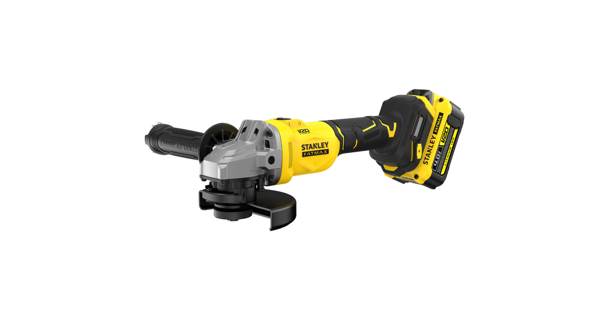 StanleyFATMAX V20 18V Haakse slijper 125mm  (Zwart/geel, Accu en oplader inbegrepen, met koffer)