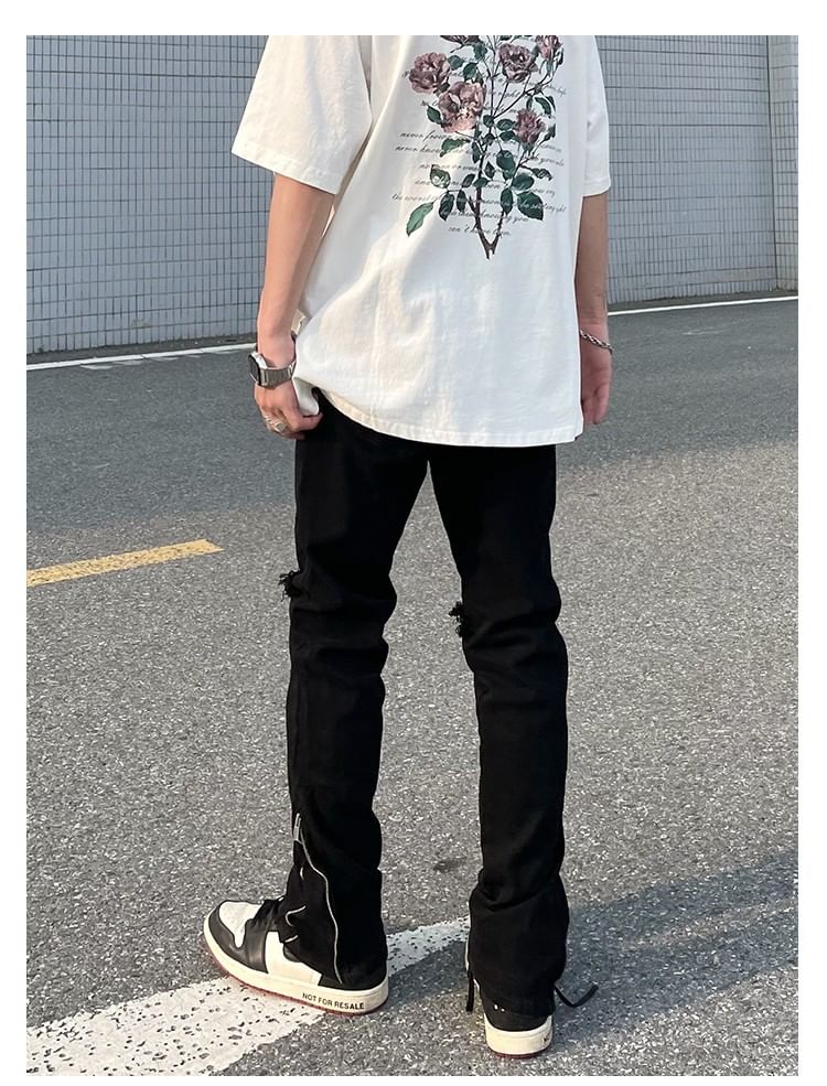 Savenne - Mid Rise Distressed Slim Fit Jeans