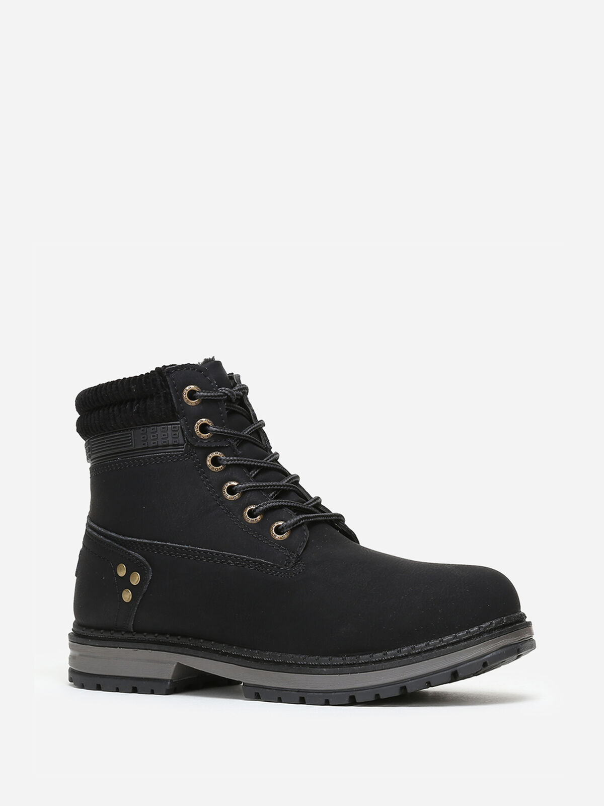 Rangers effet nubuck à semelle bicolore- Noir