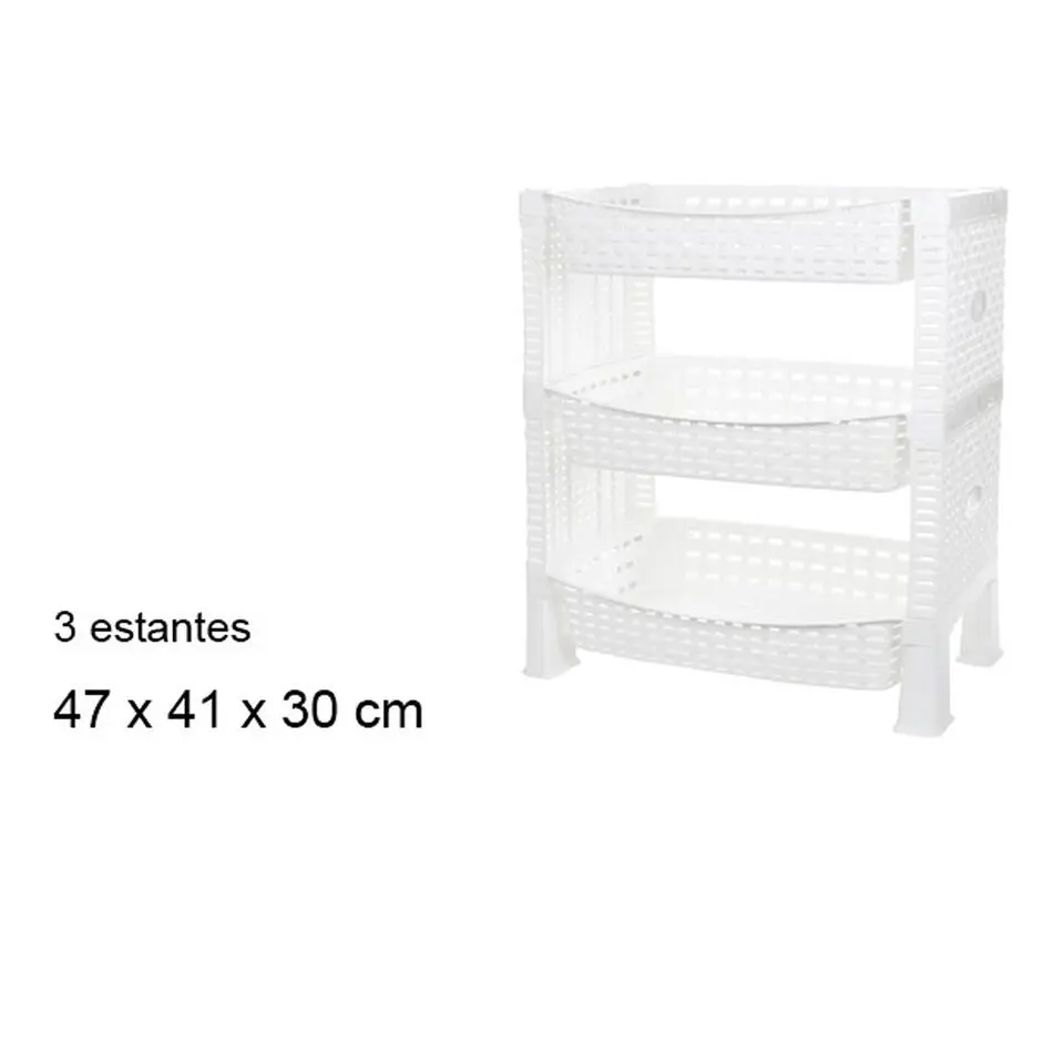 CM keuken opbergrek - 3-laags - wit - kunststof - 47 x 41 x30cm