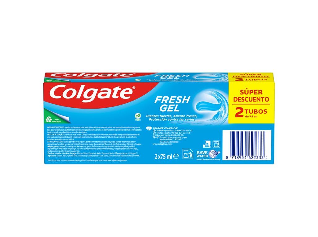 PASTA DENTÍFRICA COLGATE FRESH GEL 2X75ML