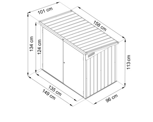 Afvalbak box II 158 x 101 x 134 cm antraciet