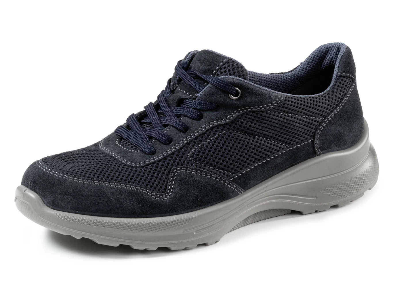 Schnürschuh aus Veloursleder und Textilmaterial
