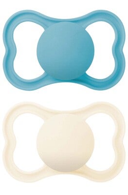 MAM Supreme Silikon Smokk 6-16m 2-pack, Neutral/Blå