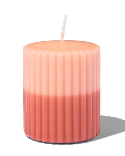 bougie brute 7x8cm striée rose