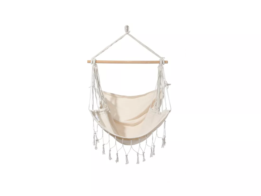 Hamac suspendu Fauteuil à bascule Beige pour Jardin avec Coussins