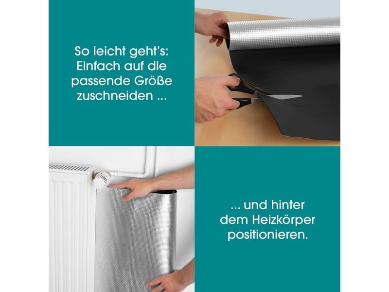 EASYmaxx Wärme-Reflexionsfolie zuschneidbar – Silber Wärmedämmung für Heizkörper 70 x 100 cm