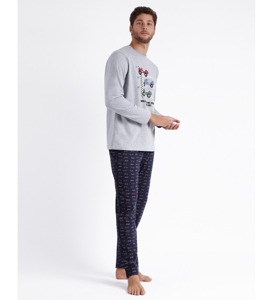 Pijama de manga comprida Admas Vintage Cars cinza