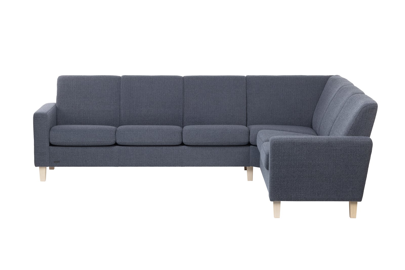Medly hjørnesofa Tekstil Uno Denim med vange B og hvitoljet ben 176