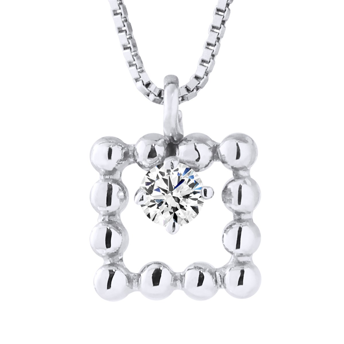 Collier Diamants 0,050 Cts Or Blanc 18 Carats