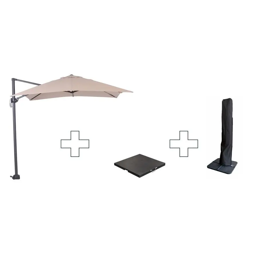 Zweefparasol Hawaii S - met voet en hoes - Ecru - 250 x 250 cm