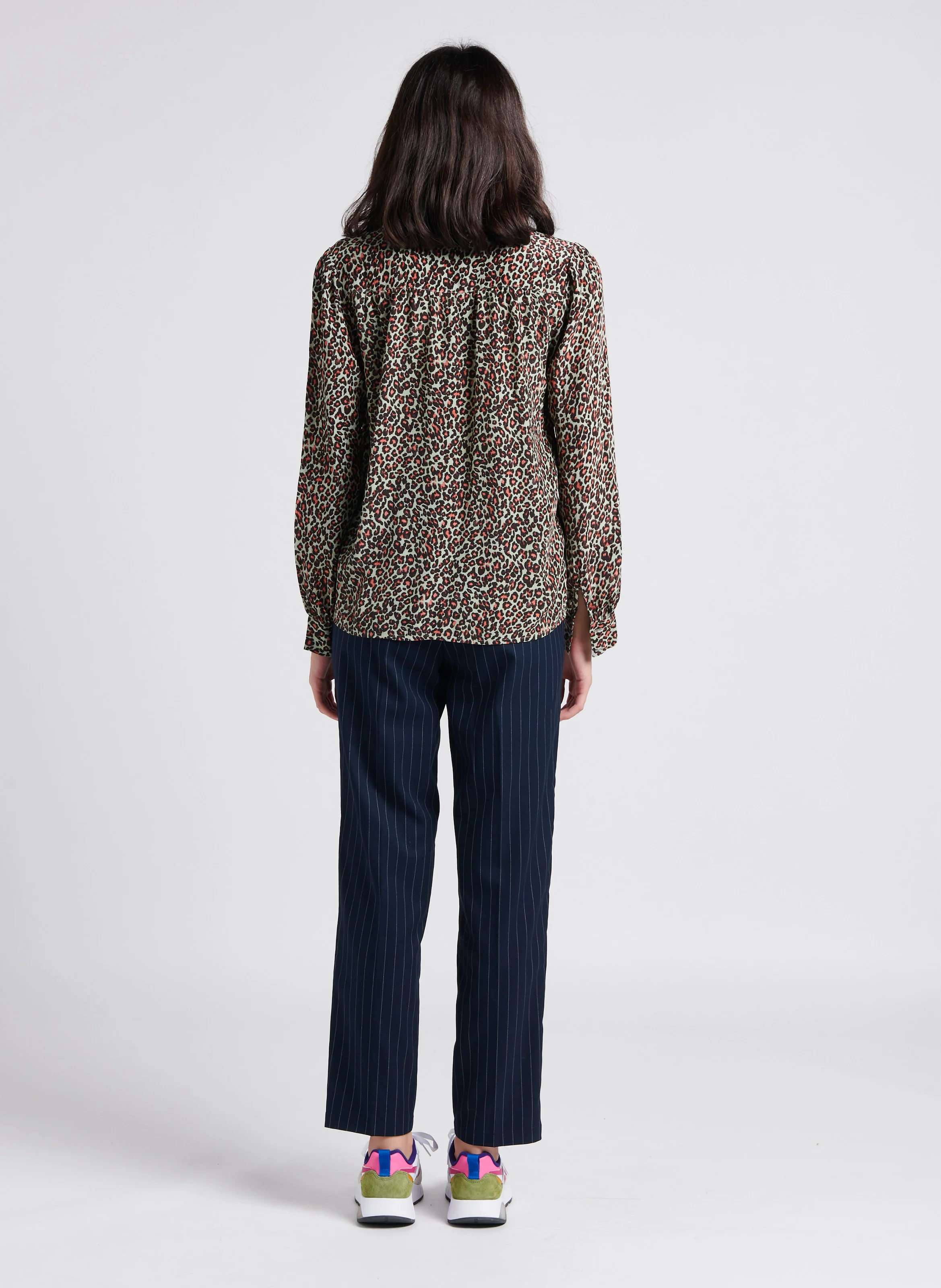 Blouse col rond imprimée| Vert