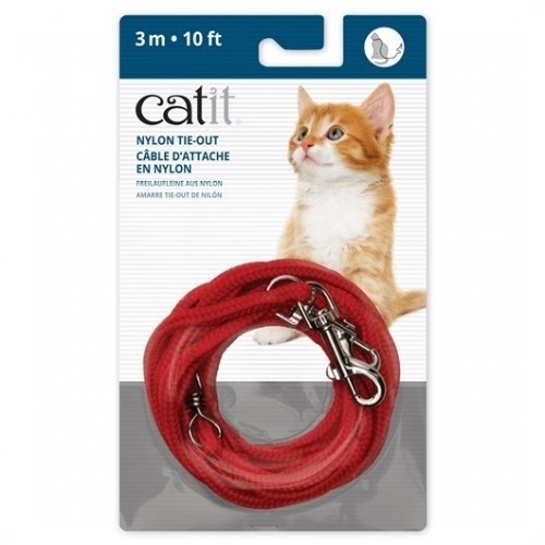 Guia de amarração em nylon vermelho para gatos