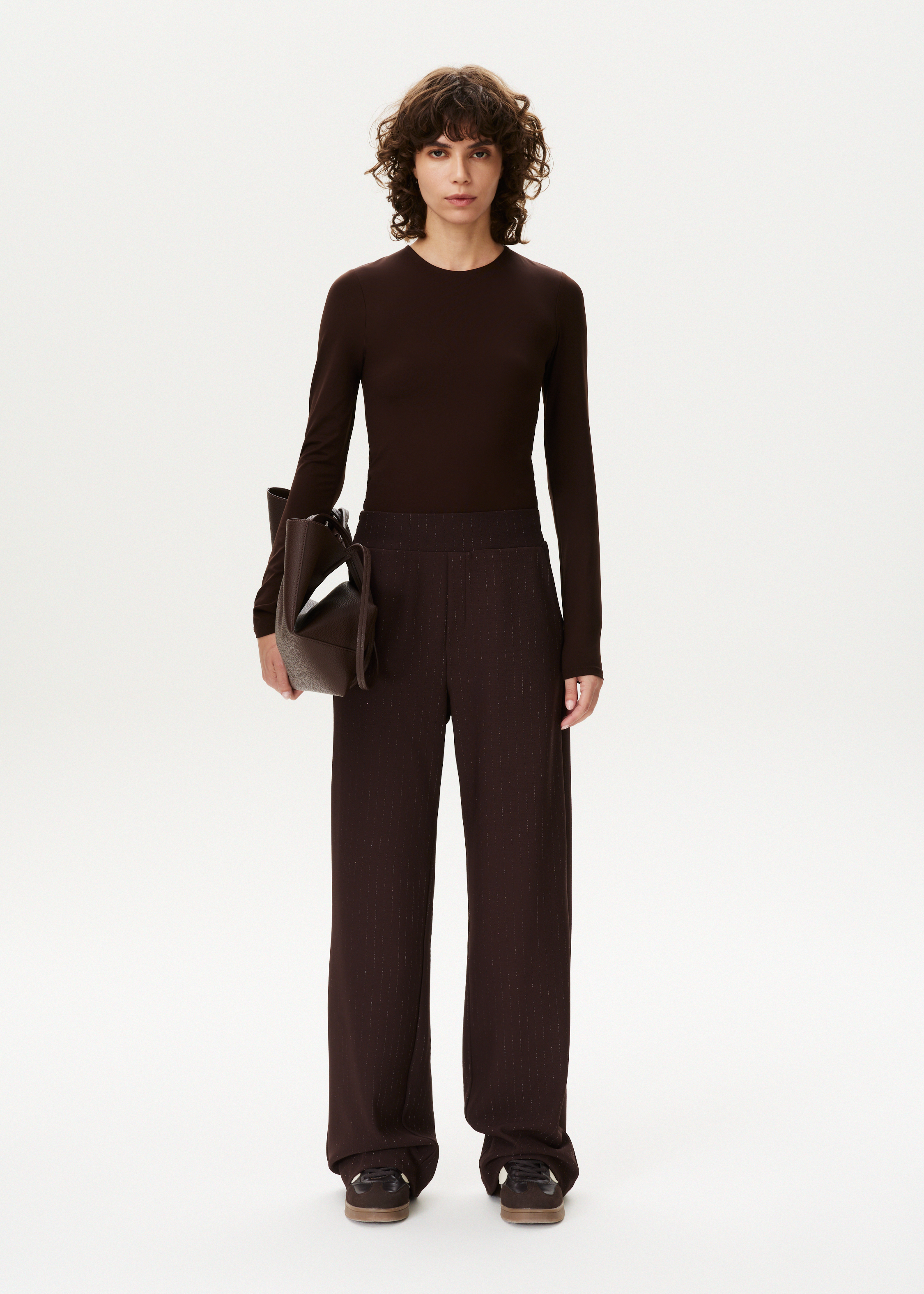 Wijde broek met glansdetail