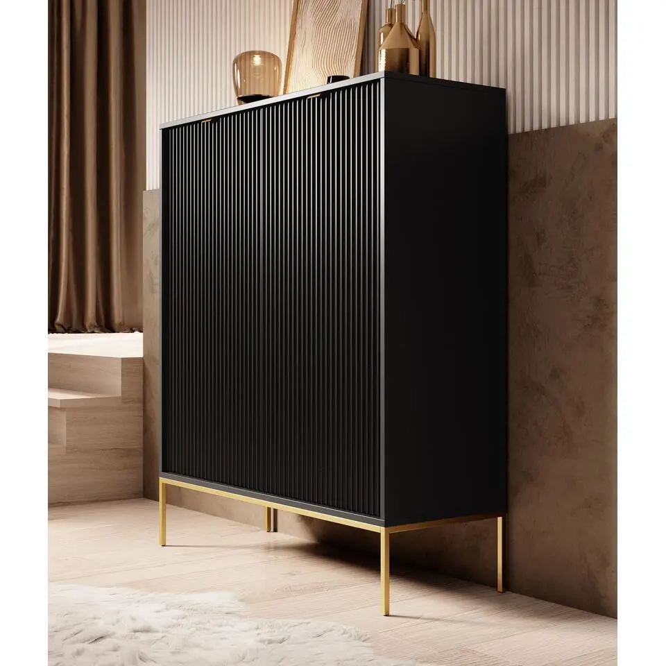 Meubella - Dressoir Navil 2 - Zwart - 104 cm - Hoog