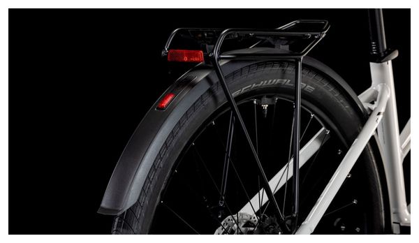 VTC Électrique Cube Touring Hybrid One 500 Trapeze Shimano Cues 9V 500 Wh 700 mm Blanc Cotton Gris 2025