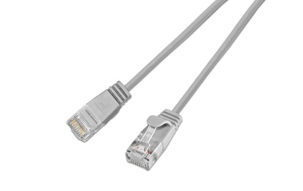 Slimpatchkabel RJ-45 - RJ-45, Cat 6, UTP, 3 m, GrauLightpatchkabel rund, ungeschirmtes Twisted-Pair-Kabel (U/UTP) mit Klinkenschutz