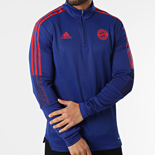 Tee Shirt Manches Longues A Bandes FC Bayern HA2542 Bleu Roi