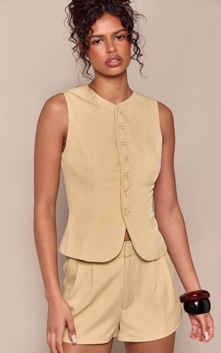 Vert Sauge Short Tailleur Tissé