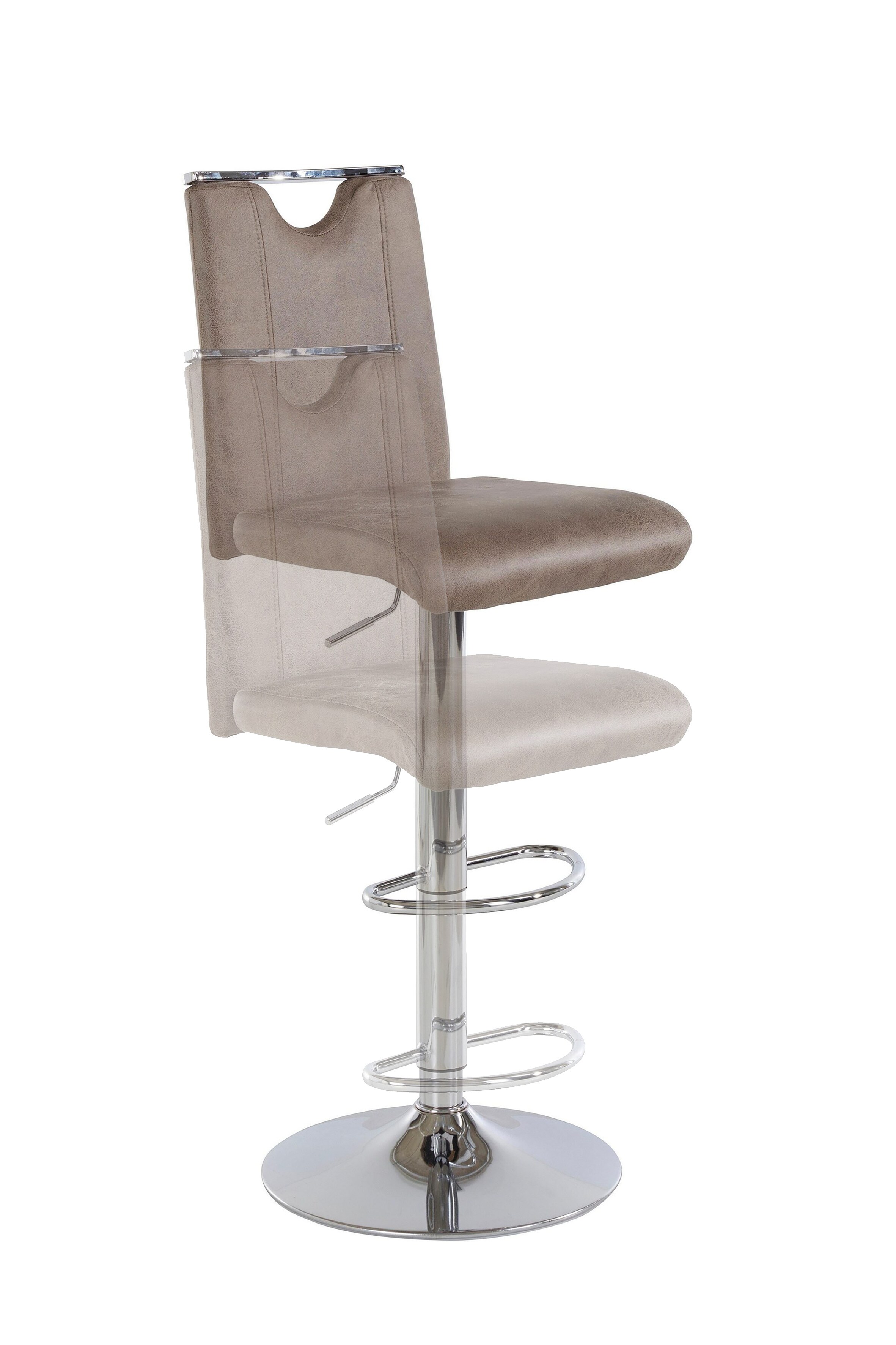 byLIVING Barhocker FIRE, 2-er Set, Bezug braun, Gestell chrom, 360° drehbar