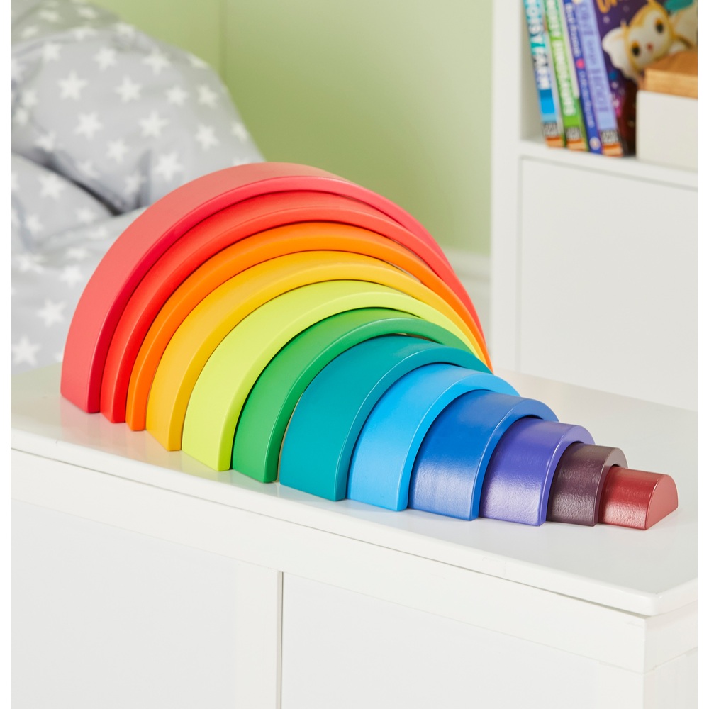 Squirrel Play 12-teiliger Regenbogen-Stapelturm aus Holz