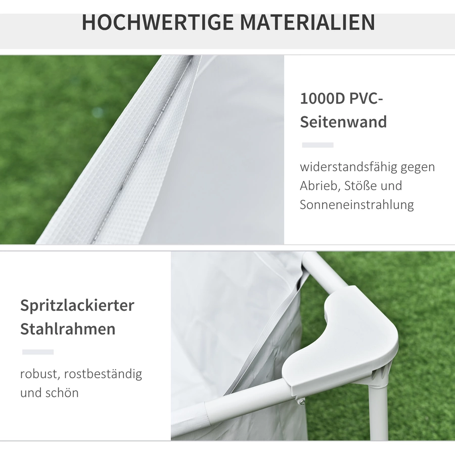 Outsunny Swimmingpool mit Filterpumpe und Filterpatrone, Rost- und korrosionsbeständig grau
