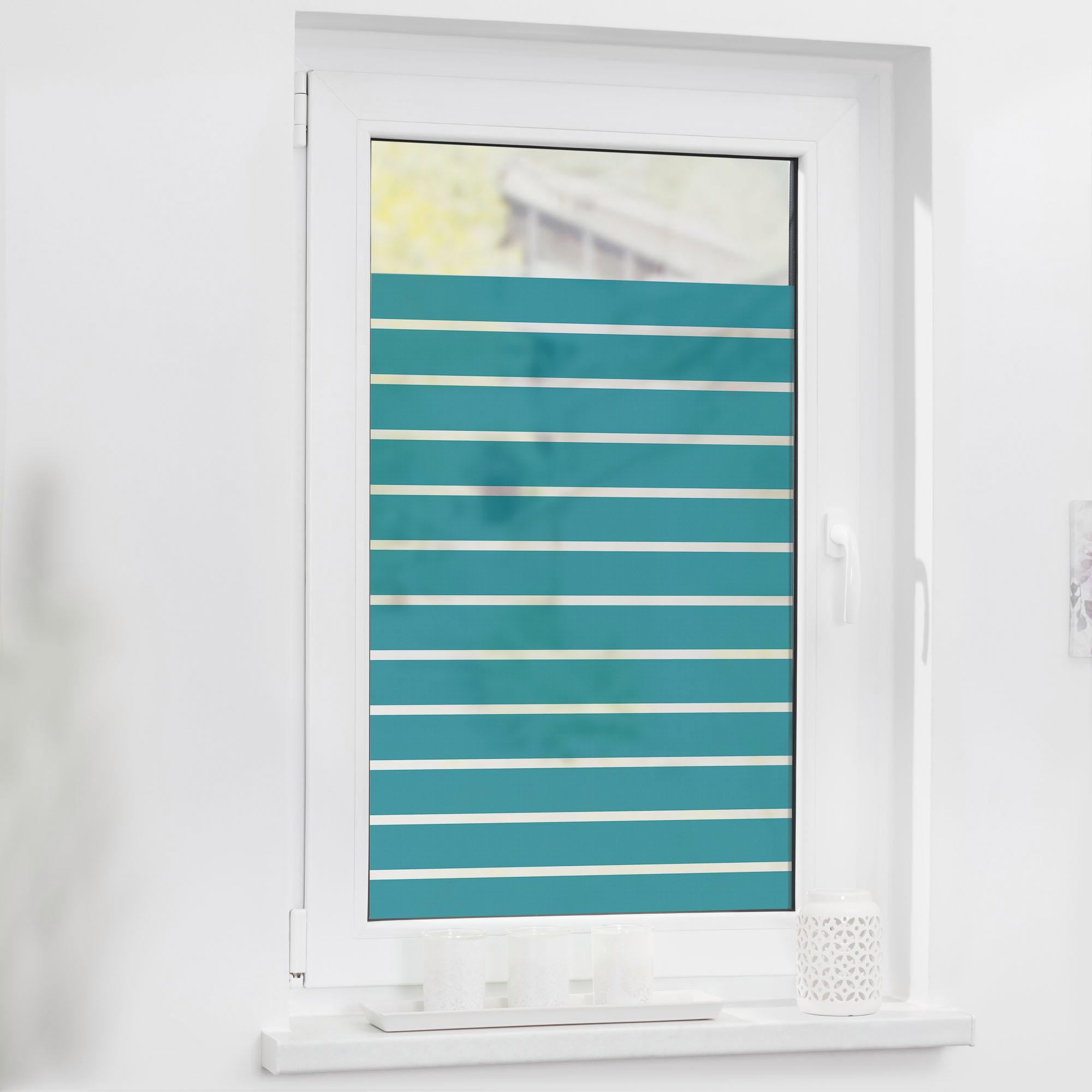 LICHTBLICK ORIGINAL Fensterfolie »Streifen Petrol« 1 Stk. blickdicht strukturiert Klebepunkte selbstklebend, Sichtschutz
