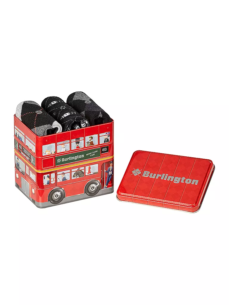BURLINGTON Herren Socken 3-er Pkg. BRITISH BOX 40-46 sortiment schwarz