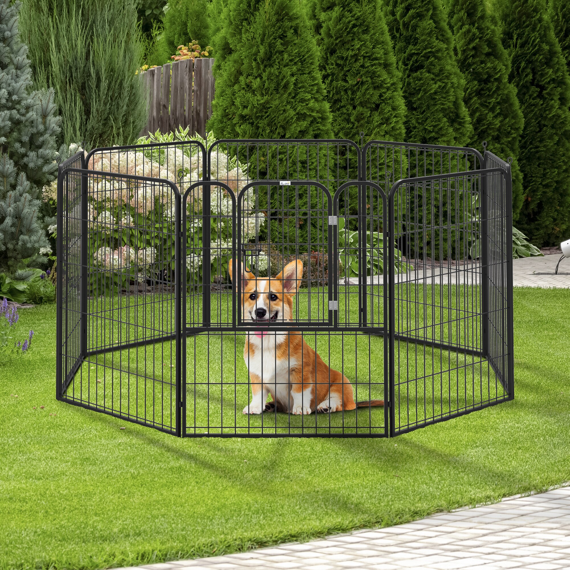 PawHut Laufstall schwarz 79 x 100 Pro Gitterelement (8 insgesamt) (BxH)