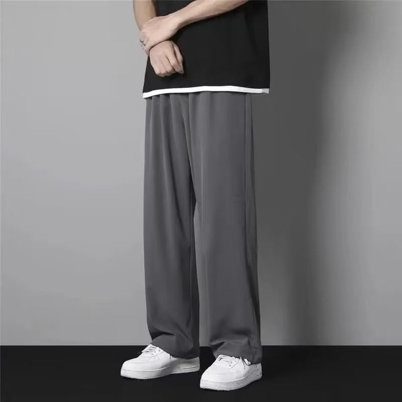 Acrius - Mid Rise Plain Loose Fit Broek / Cropped Harem Broek met Trekkoord Taille