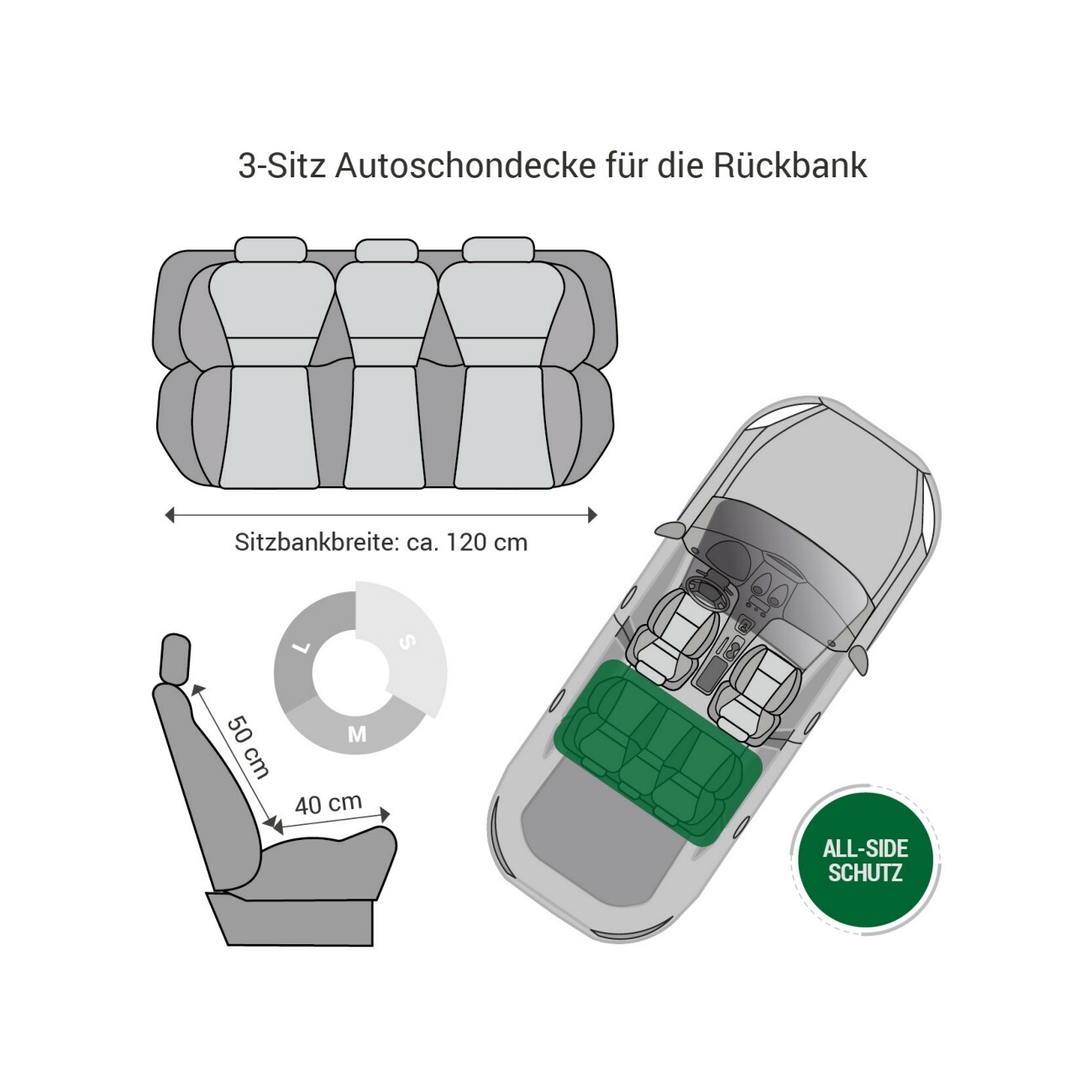 Doctor Bark 3 Sitz Autodecke grau S