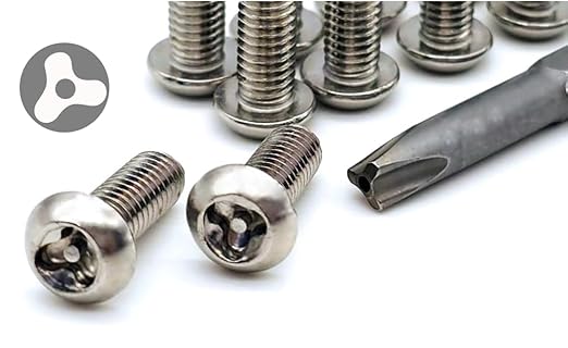 Y-kop roestvrijstalen beveiligingsschroeven, pankopschroeven, speciale kop, Y-kop met gat, set schroeven inclusief bit, V2A antidiefstalschroeven, manipulatiebestendig, 8 schroeven + 1 bit, M6, 25 mm