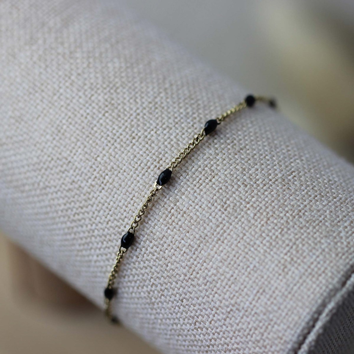 Bracelet Rosaire noir doré or