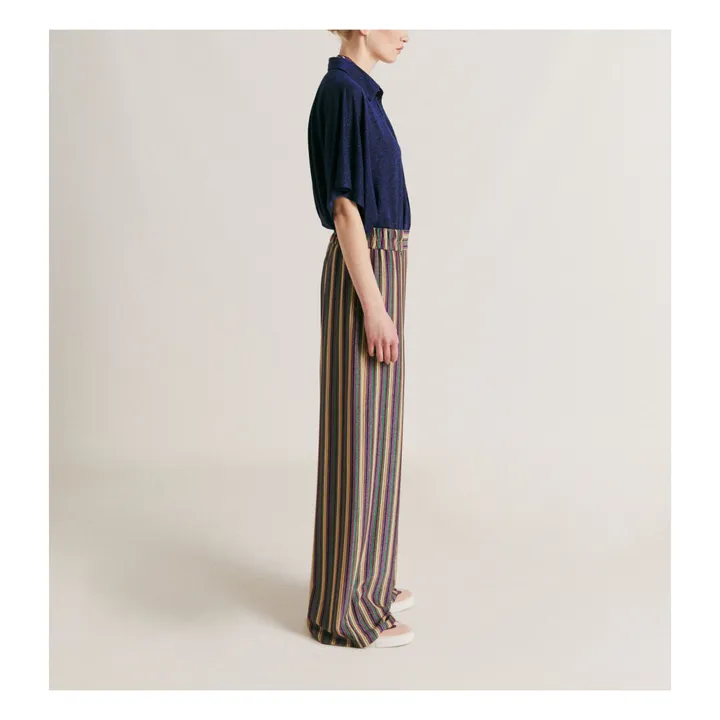 Momoni Pantalon Baccarat Rayures Métallisé | Vert