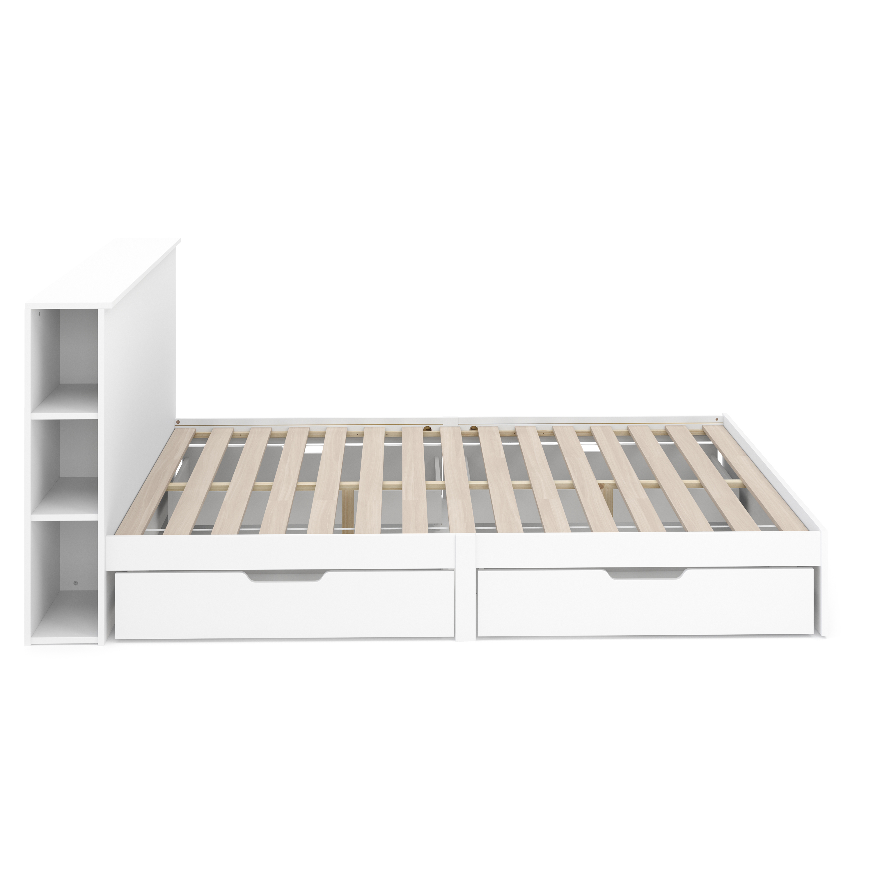 Bett Holz MARGARET mit Stauraum und Schubladen 140 x 200 cm weiss