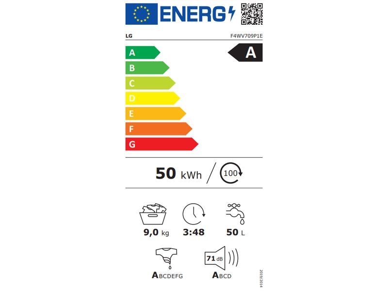 LG Waschmaschine F4WV709P1E Links Frontloader mit 9 kg Ladekapazität