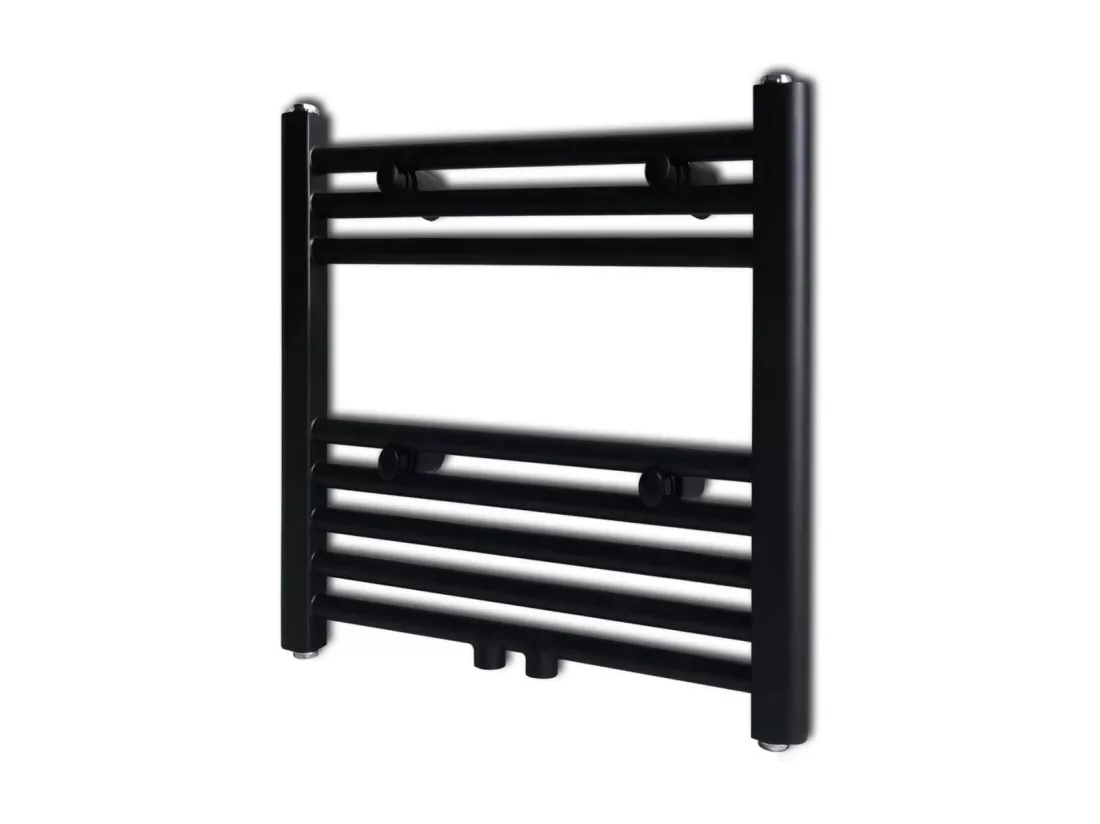 Sèche-serviettes eau chaude à rails droits noir 480 x 480 mm
