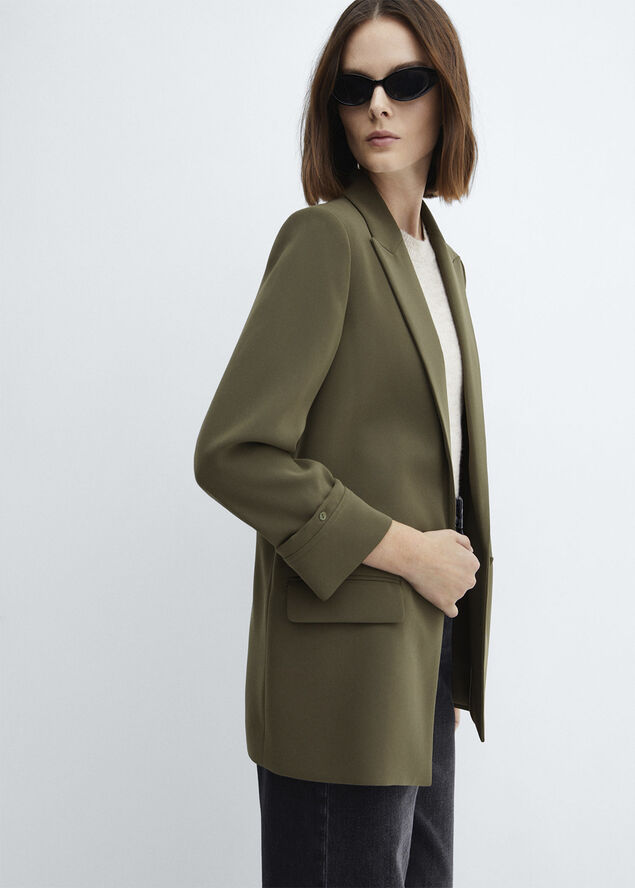 MANGO Turn-down sleeve blazer Beige - khaki