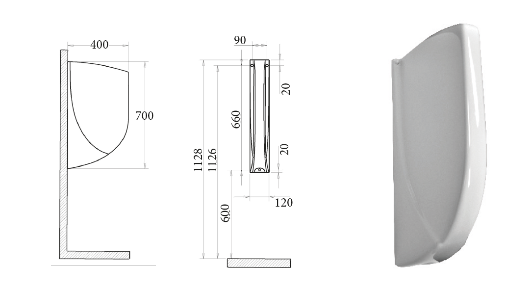 Sanicare Rondo schaamschot 70x40cm wit