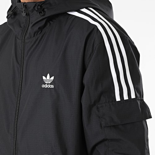 Veste Zippée Capuche A Bandes GN3475 Noir