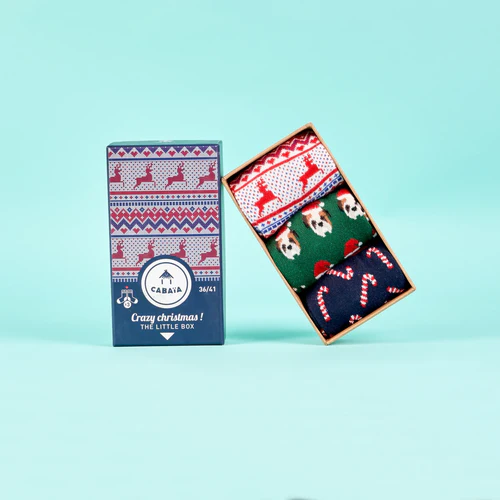 Chaussettes Crazy Christmas - 36\/41 bleu marine