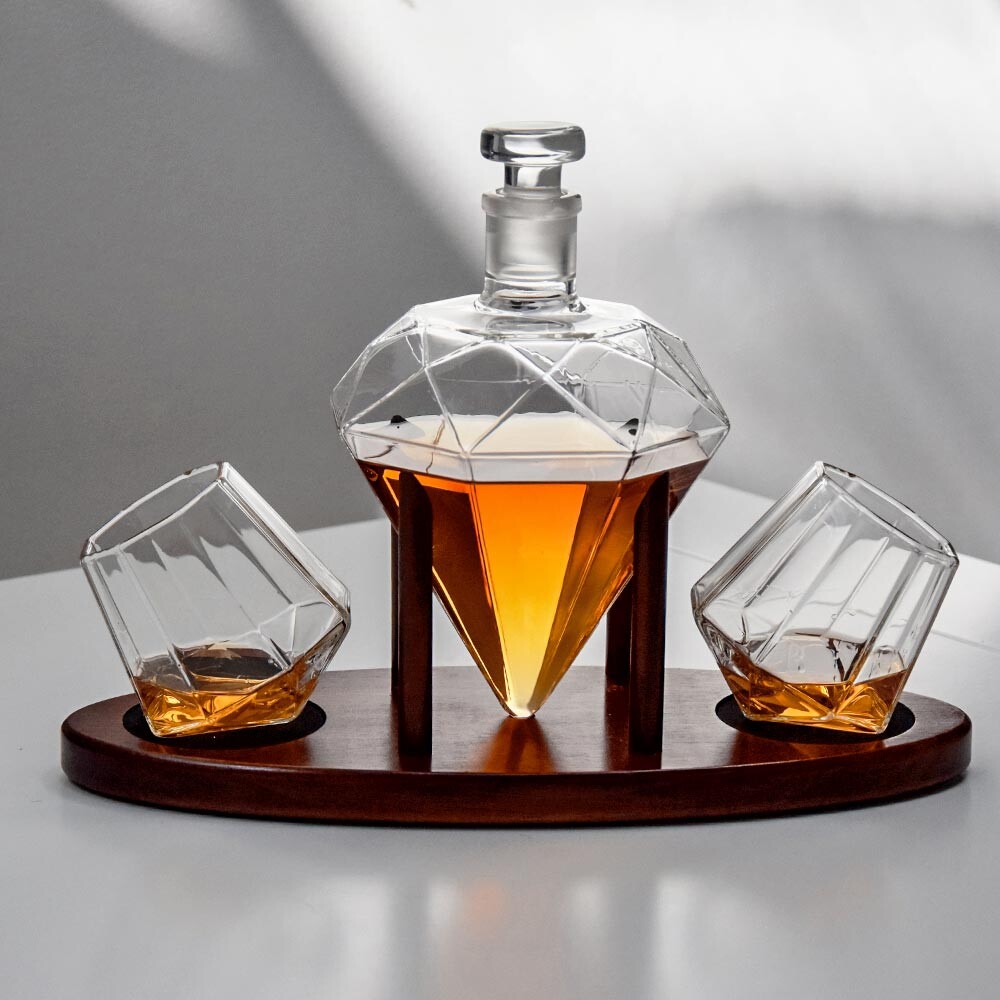 Diamant Karaffel Sæt Med Glas Til Whisky
